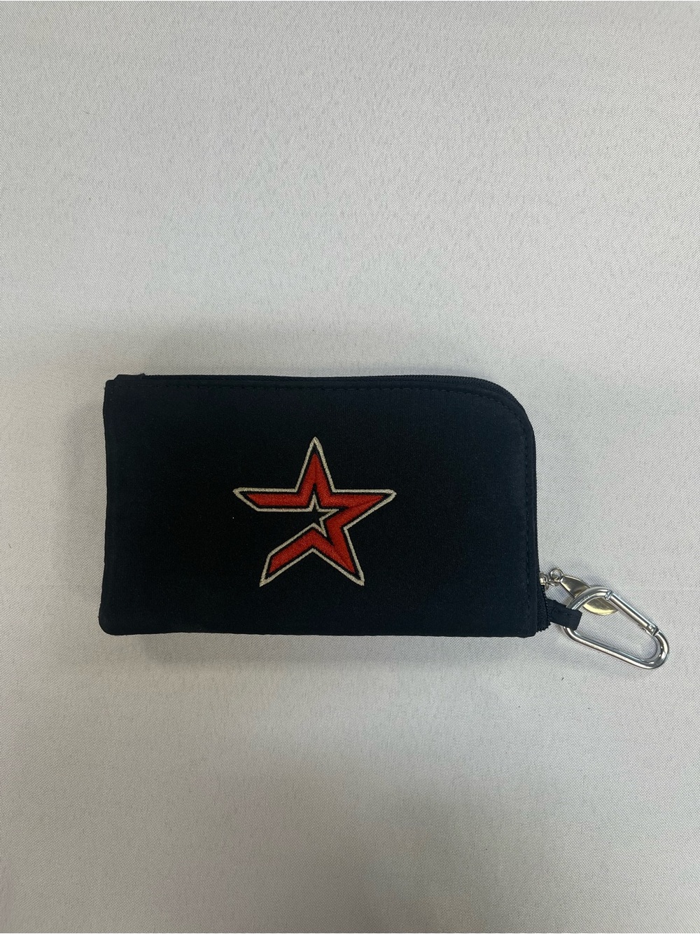 Houston Astros MLB Littlearth Zippered ID Wallet Pouch Clear Window Carabiner